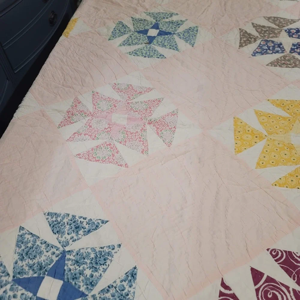 Vintage Handmade Quilt Full QUEEN Twin Bedspread Blanket Farmhouse Cabin 60